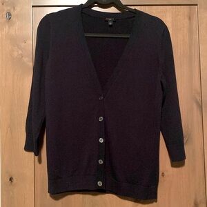 Talbots Navy 3/4 sleeve cardigan Womens LP V neck button down classic Simple